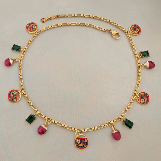 EMMA Ruby and Emerald  Charm Necklace
