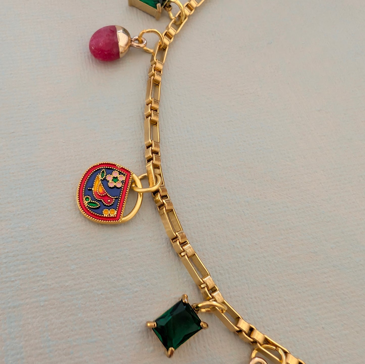 EMMA Ruby and Emerald  Charm Necklace