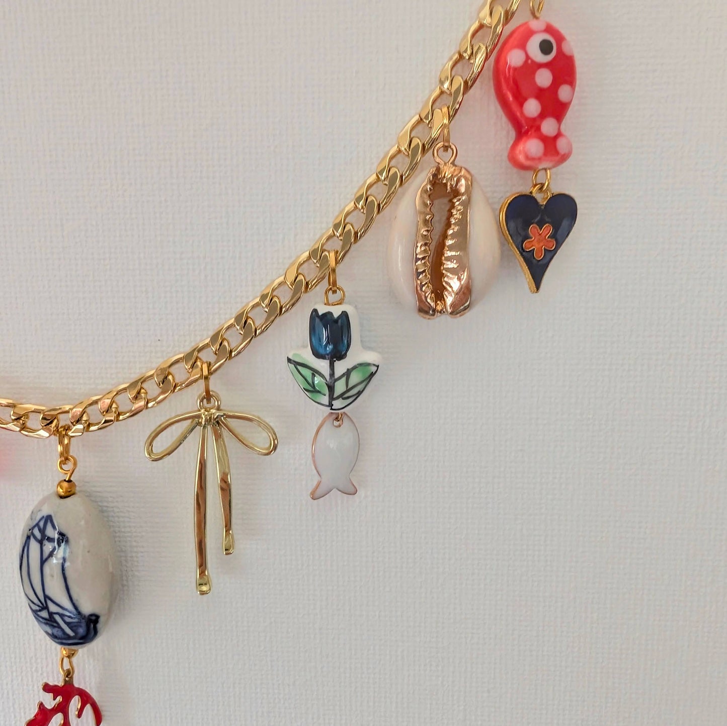 Gold Seashore Multi Charm Necklace