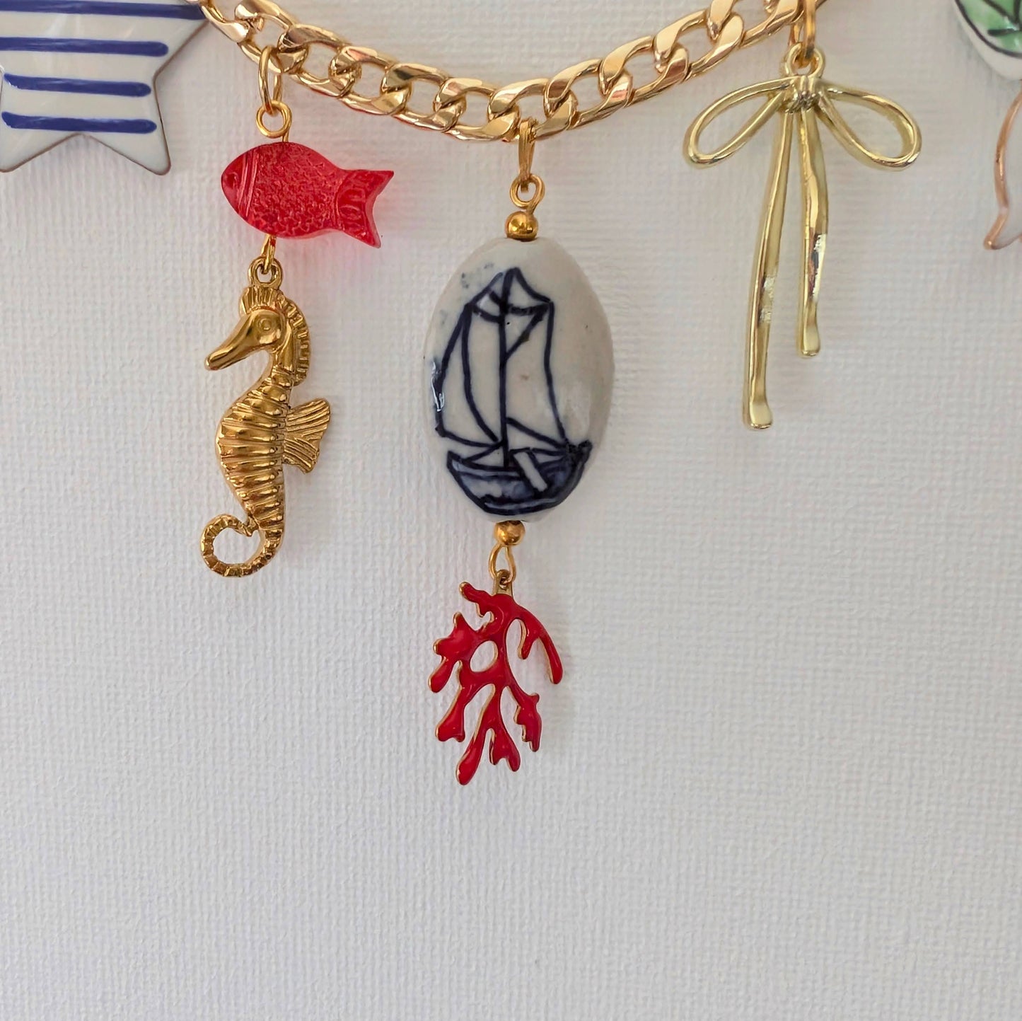 Gold Seashore Multi Charm Necklace