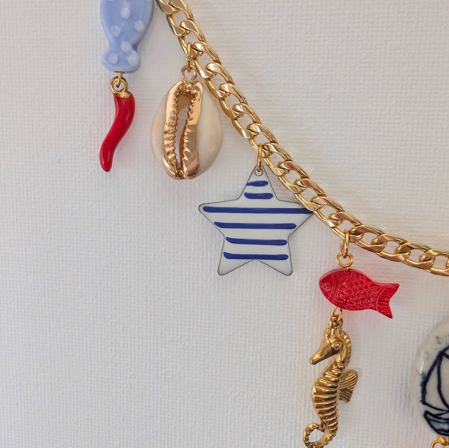 Gold Seashore Multi Charm Necklace