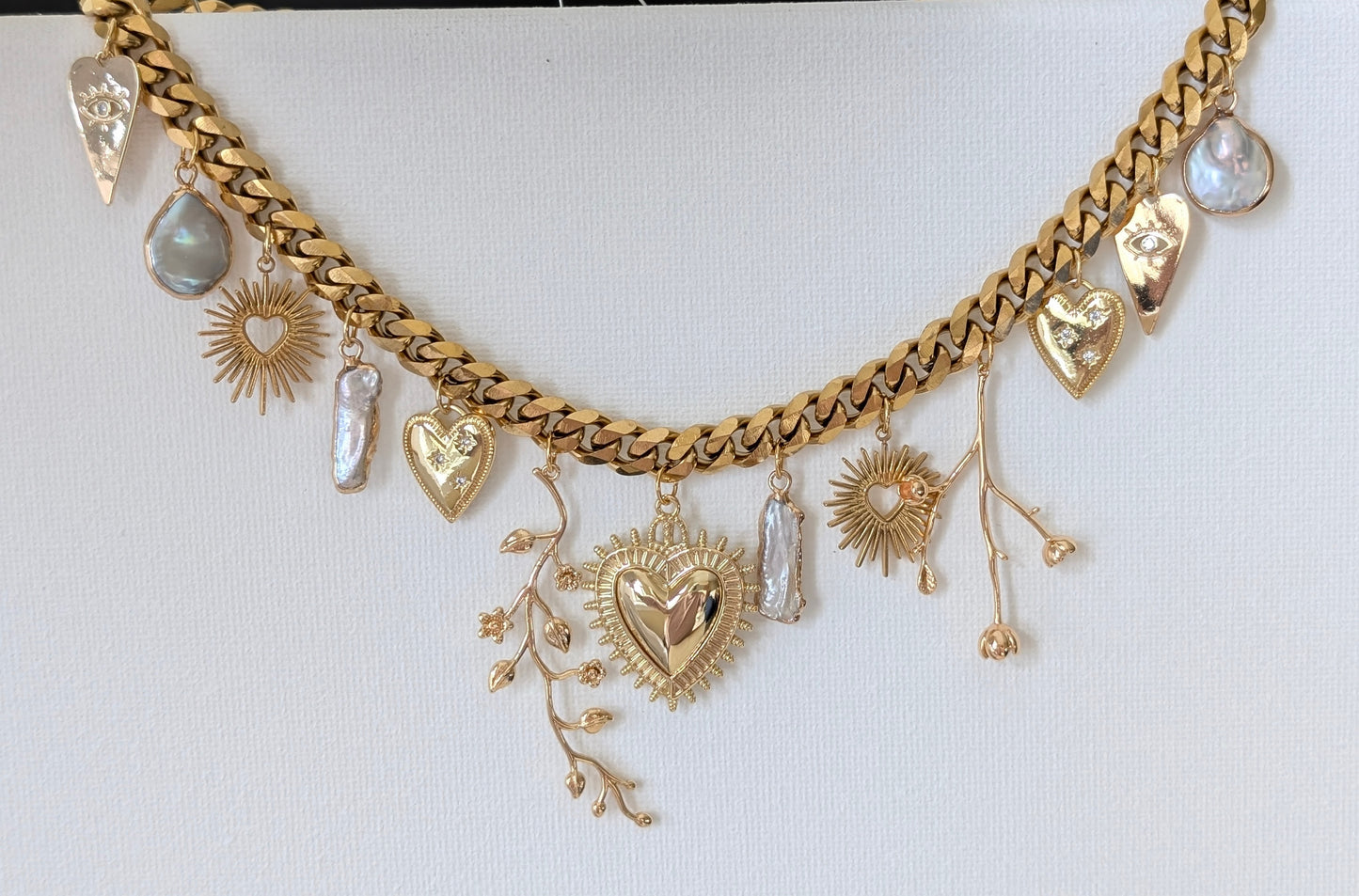 Gold and Pearl Heart Charm Necklace (Copy)