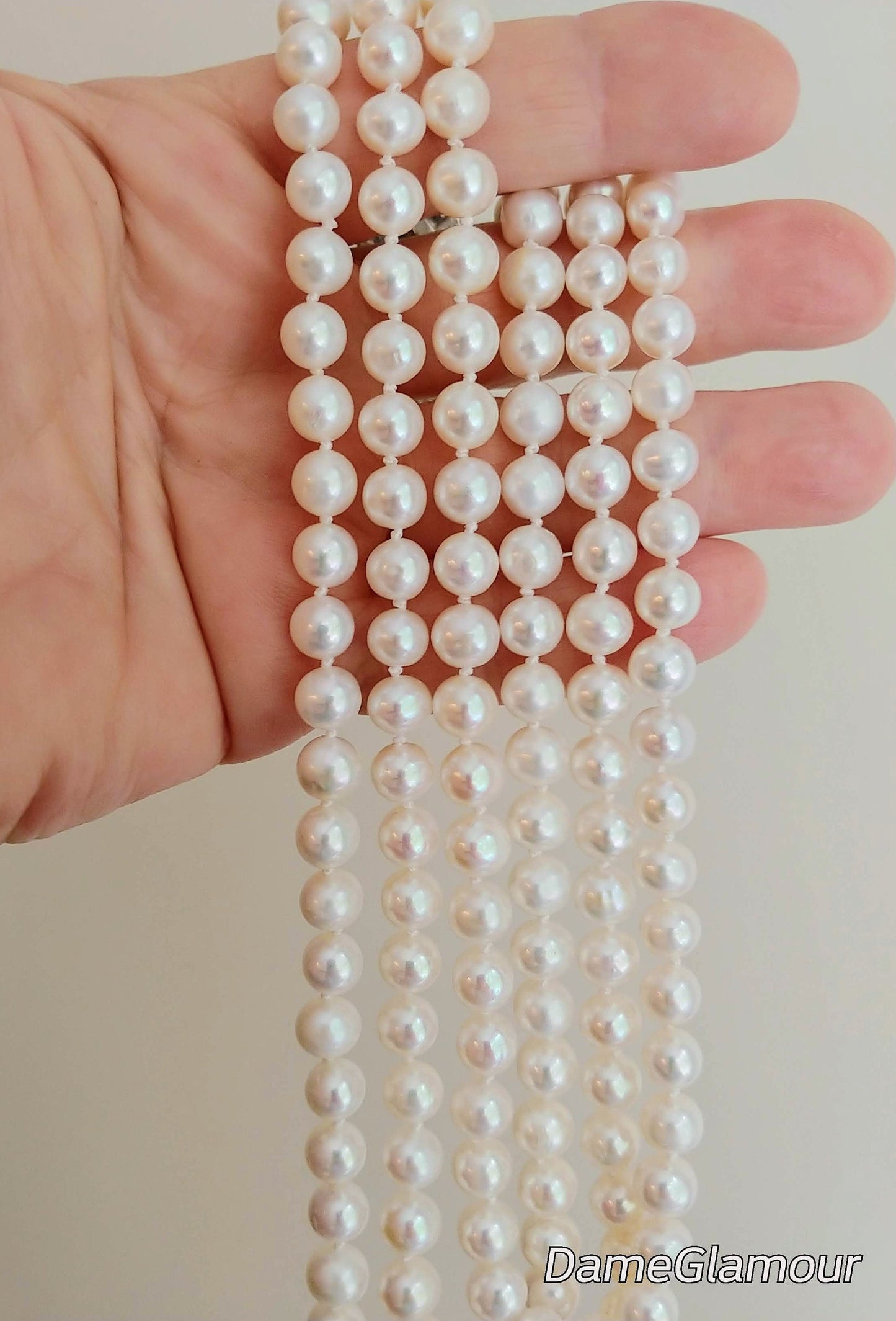 Genuine pearl necklace for women,3 strand freshwater pearl necklace,multistrand pearl with pave clasp,brooch necklace,bridal pearl necklace