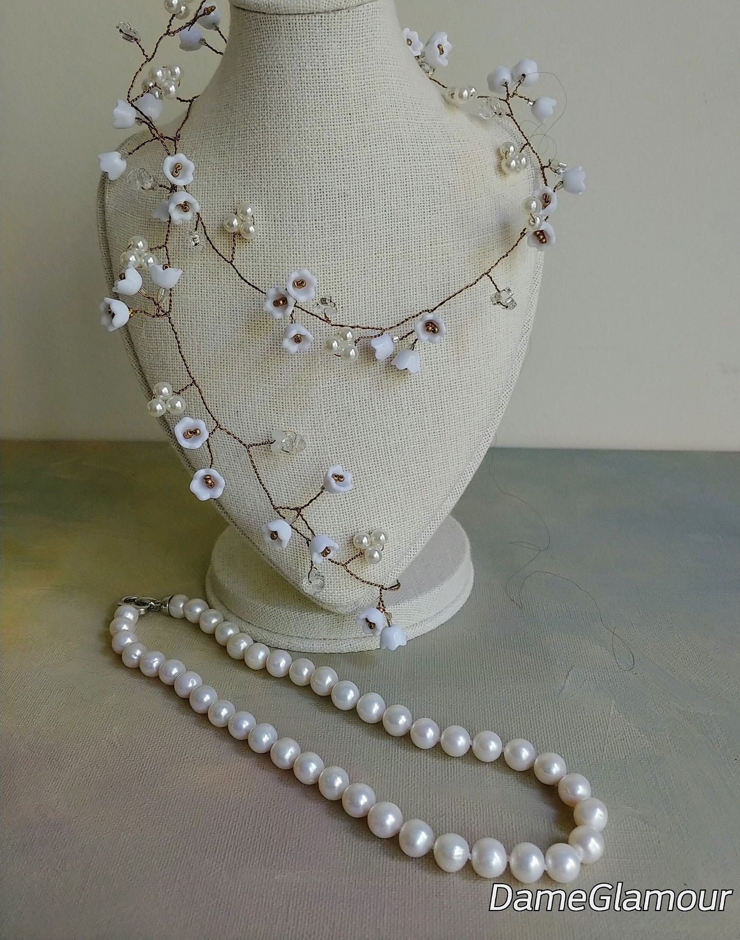Single strand freshwater pearl necklace, hand knotted 9mm pearls, wedding necklace for the bride, mother of bride jewelry, bridesmaid gift