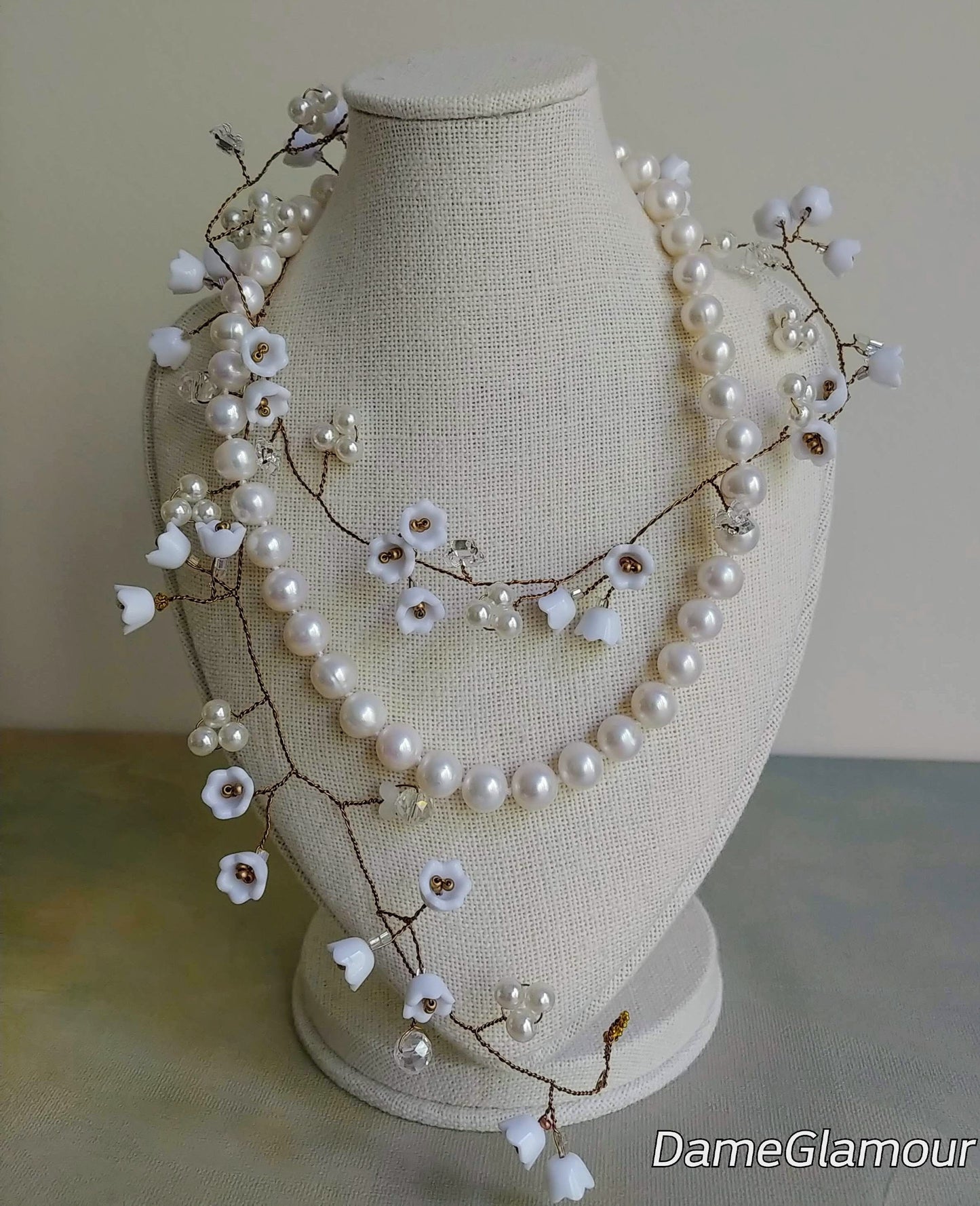 Single strand freshwater pearl necklace, hand knotted 9mm pearls, wedding necklace for the bride, mother of bride jewelry, bridesmaid gift