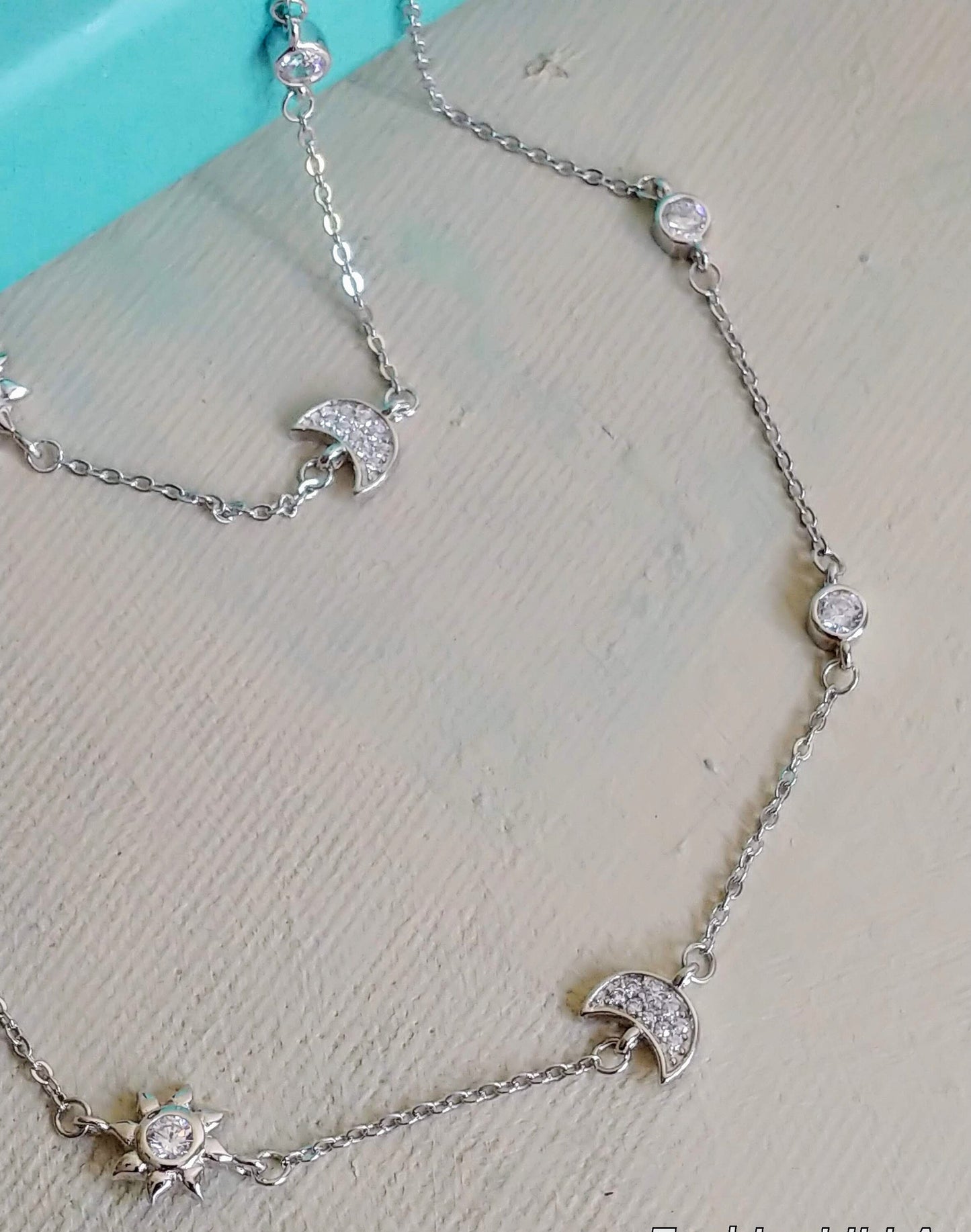 Minimalist sun and stars necklace, 925 sterling silver necklace and bracelet set, celestial necklace for women, sun and moon christmas gift
