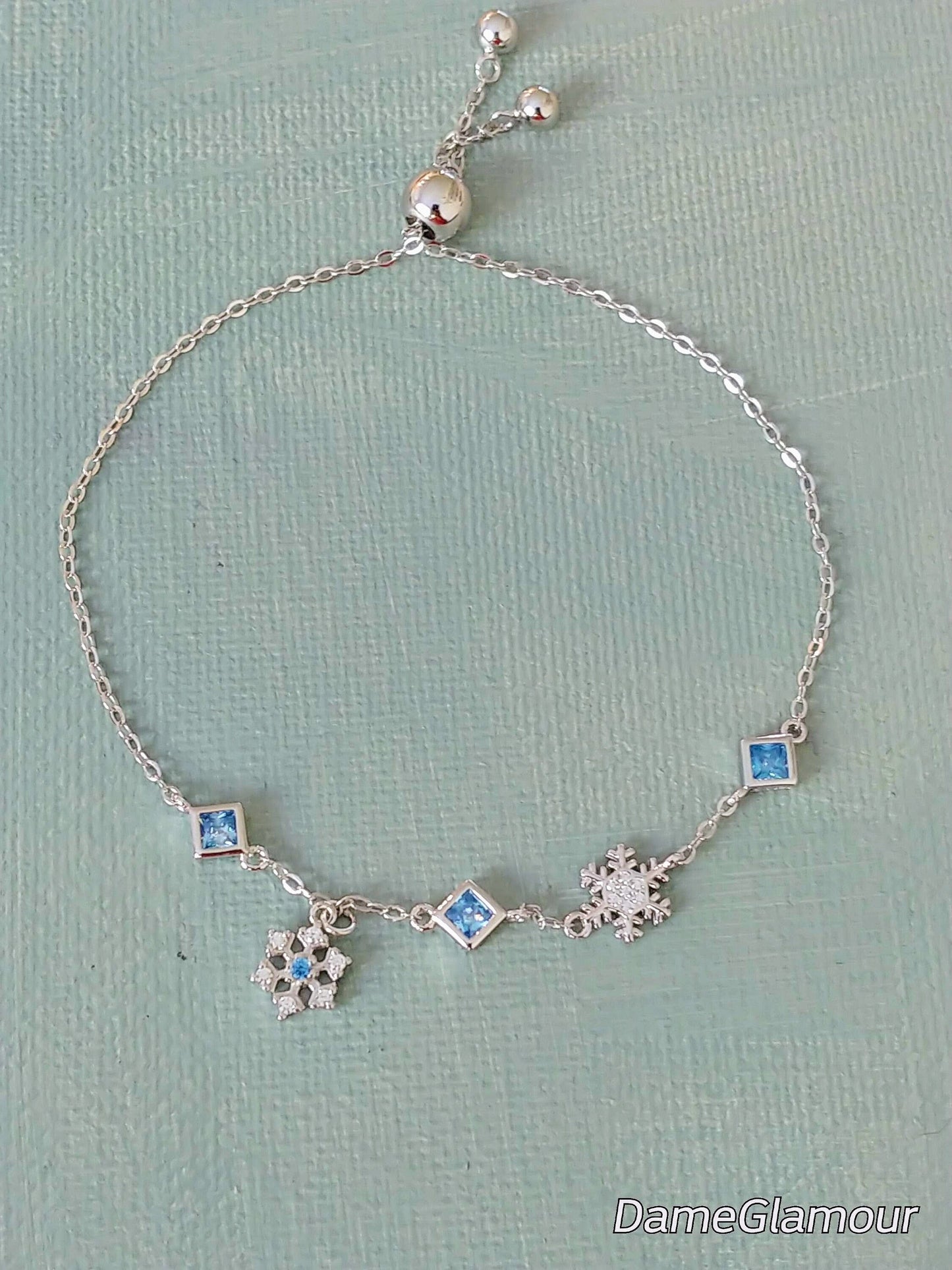 925 sterling silver bracelet,dainty bracelet earring set,s925 adjustable ring,snowflake earring,christmas gift idea,gift for her birthday