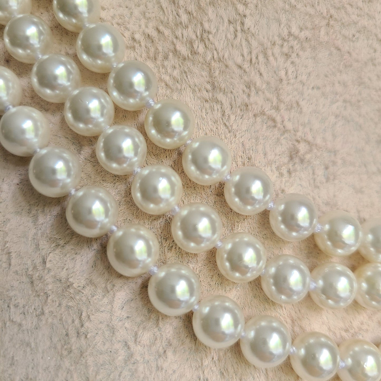Three layer shell pearl necklace,  bridal ivory white pearl necklace,romantic wedding, mother of bride jewelry, 8mm round pearl, The crown