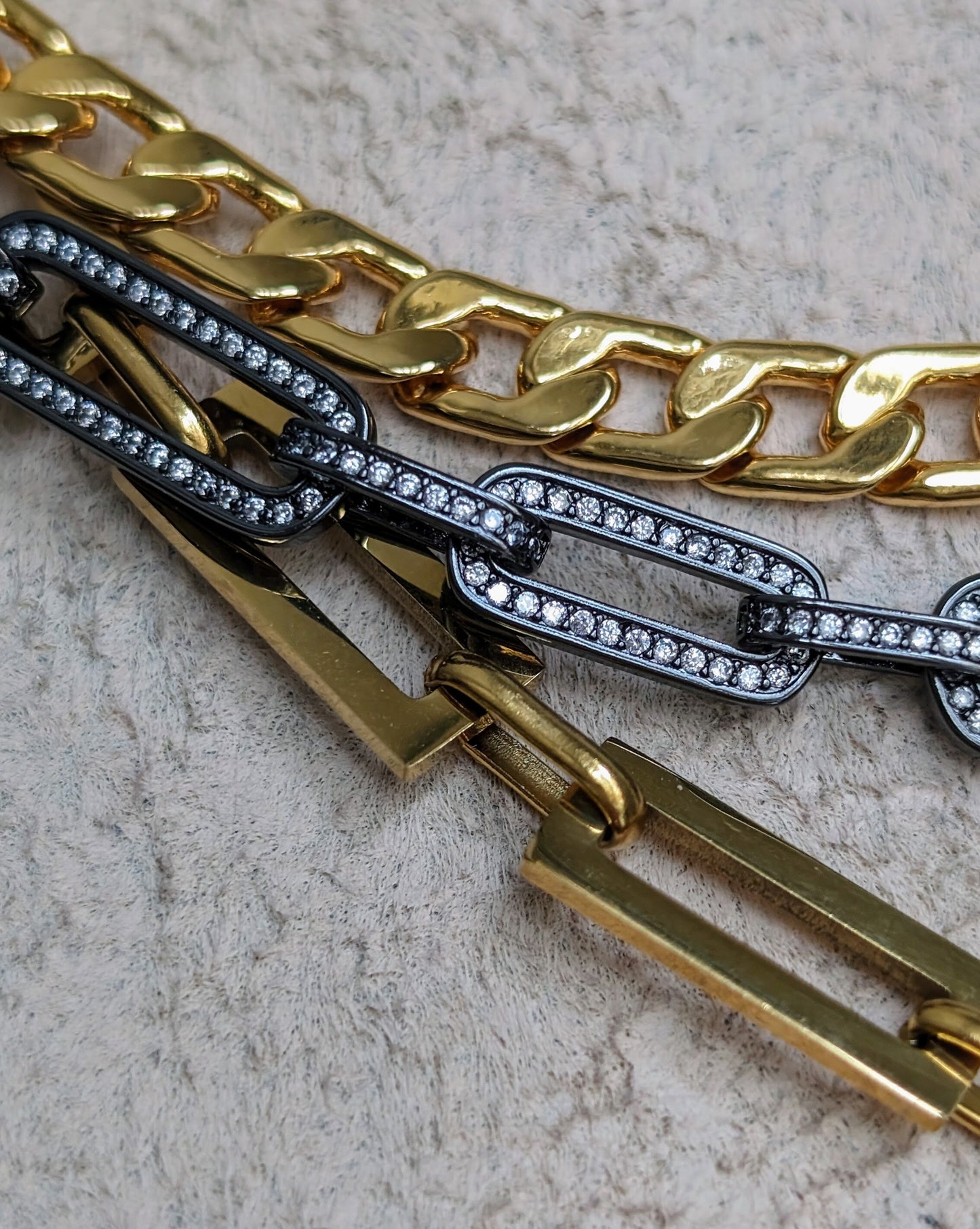 Chunky multi layer gold necklace for women, two tone ancient medallion necklace, pave black diamond choker, thick gold chain layered jewelry