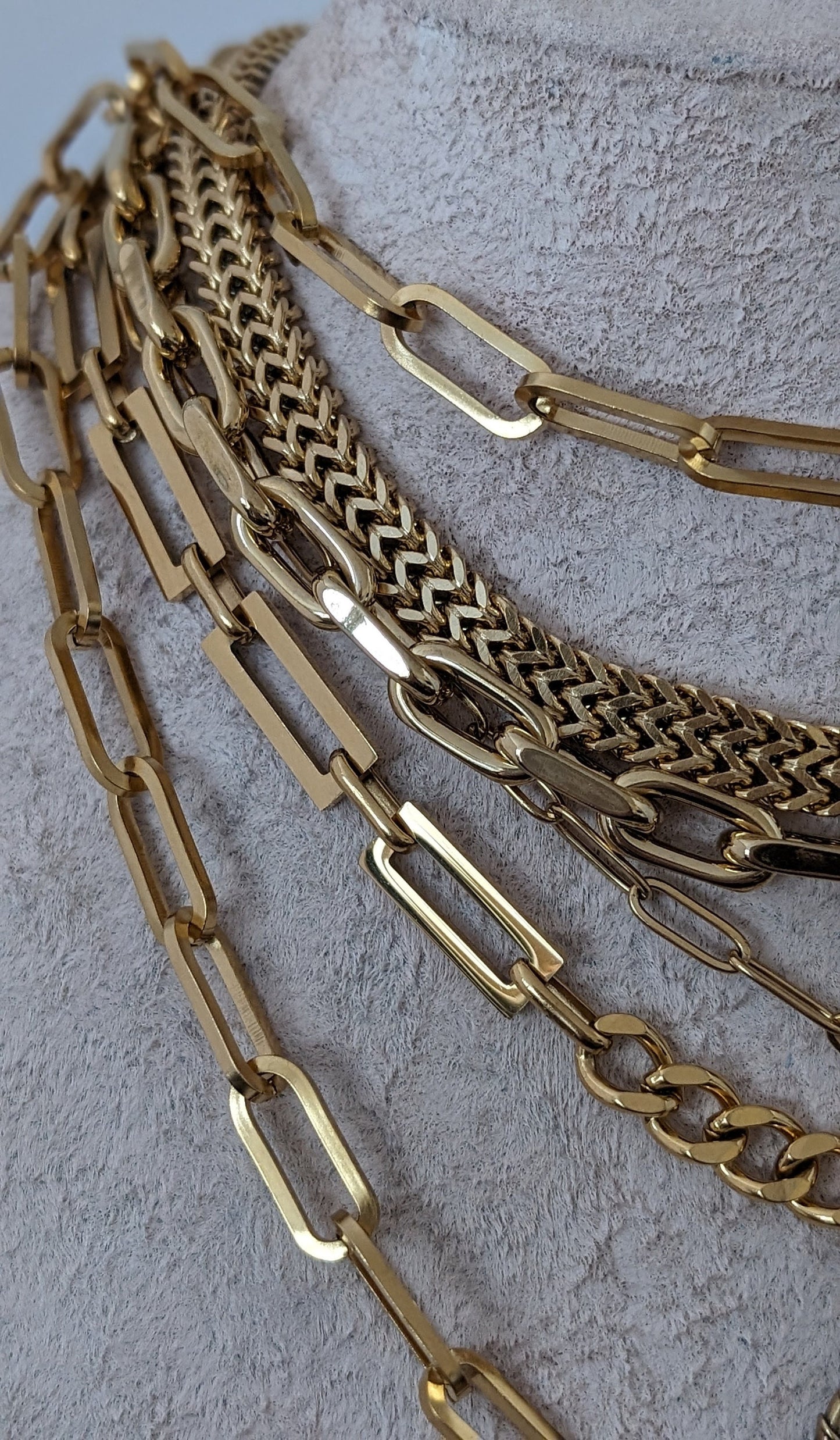 Layered chunky chain necklace, gold multi layer necklace set, boho mixed chain textured necklace, ancient coin pendant, non tarnish jewelry