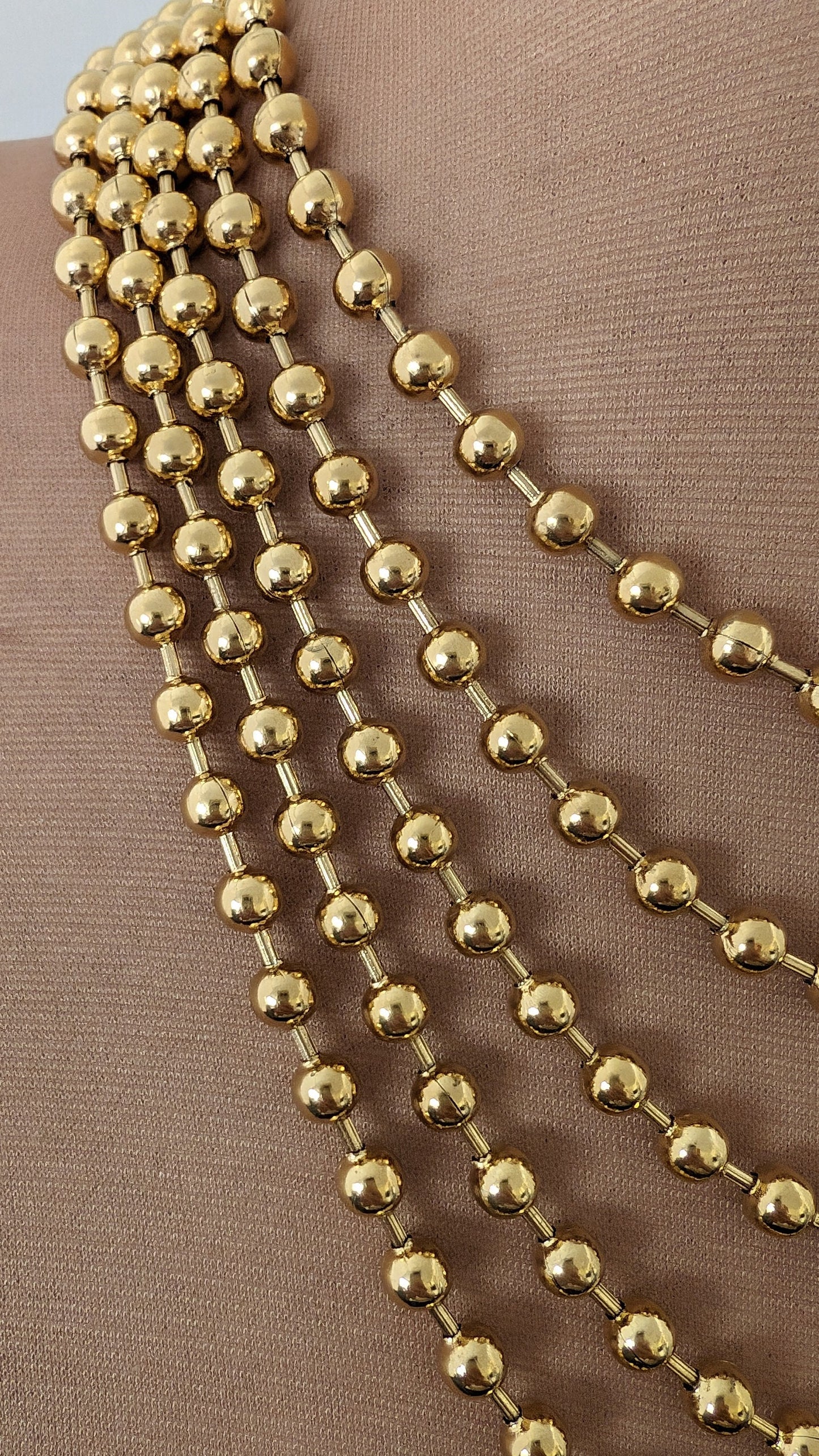 Layered chunky chain necklace, gold tone multi layer necklace, boho textured necklace,  ball chain statement necklace, non tarnish jewelry